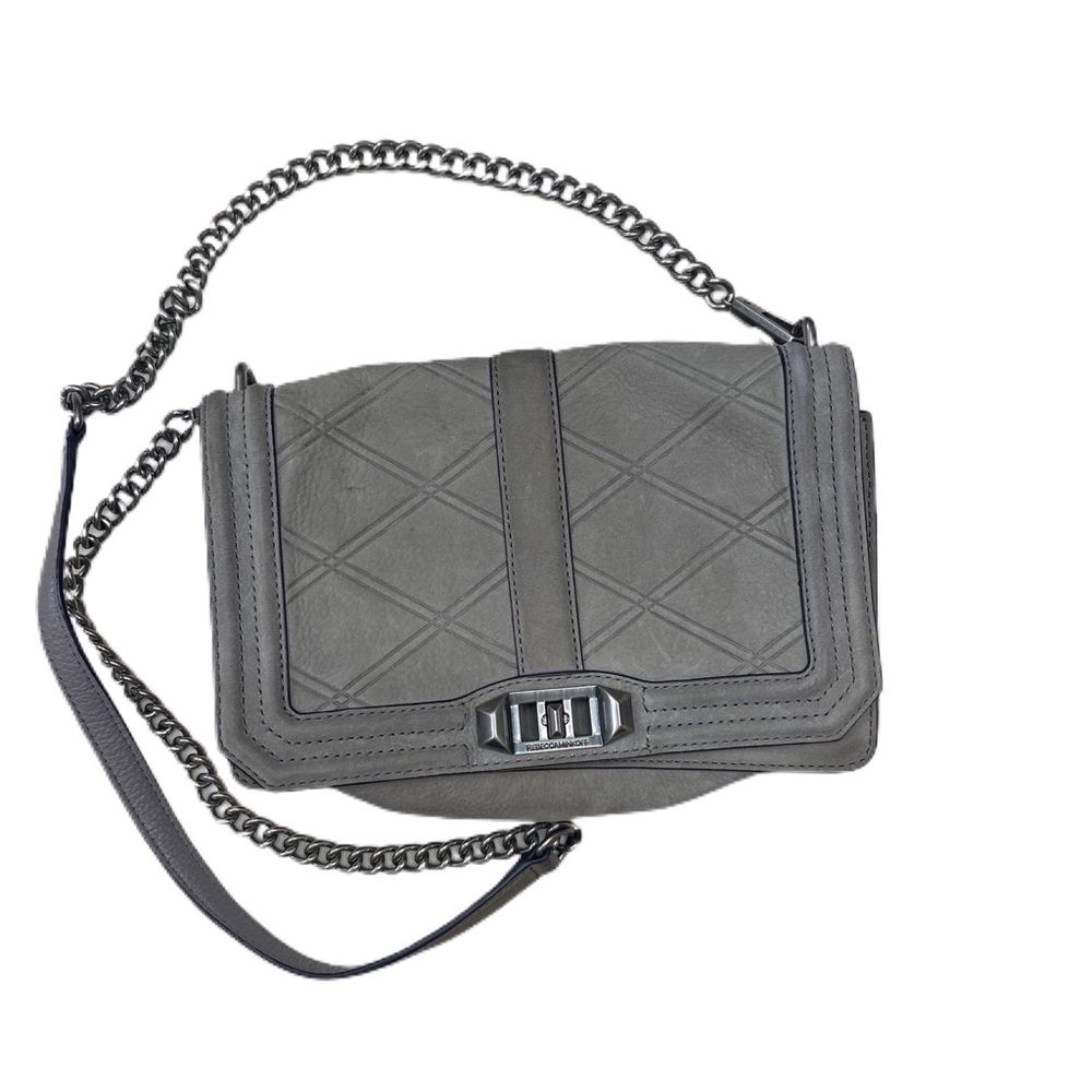 Rebecca minkoff grey crossbody with chain strap - Picture 1 of 7